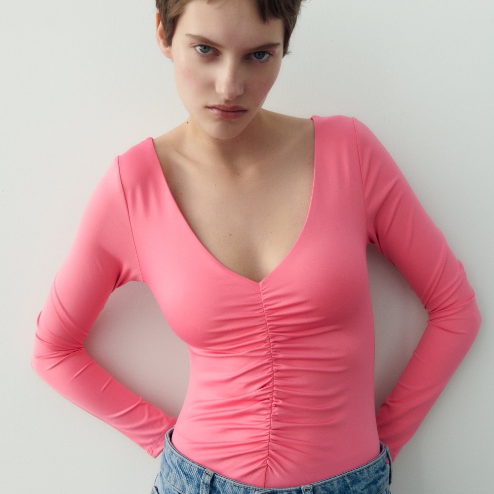 ZARA Pink | RUCHED ELASTIC BODYSUIT